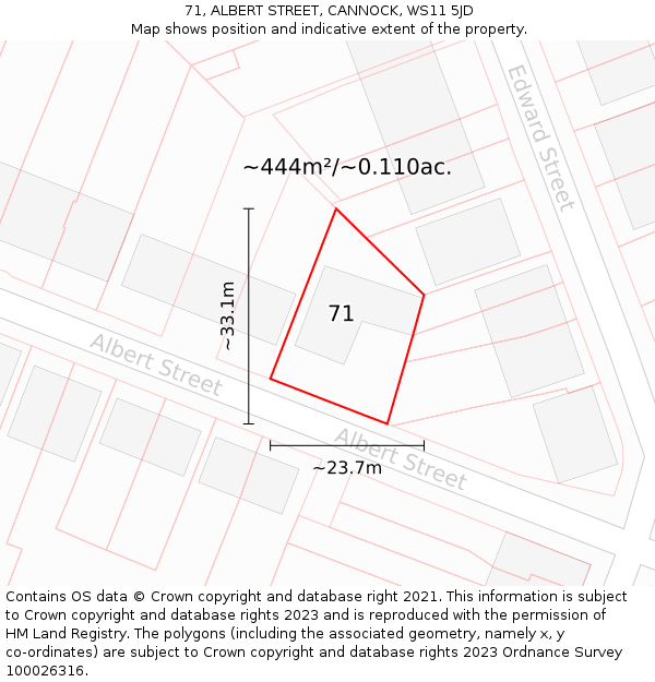 71, ALBERT STREET, CANNOCK, WS11 5JD: Plot and title map
