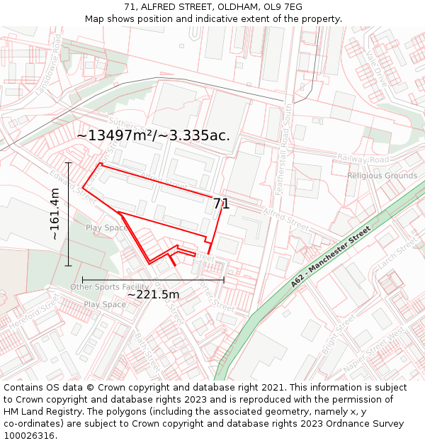 71, ALFRED STREET, OLDHAM, OL9 7EG: Plot and title map