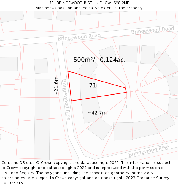 71, BRINGEWOOD RISE, LUDLOW, SY8 2NE: Plot and title map