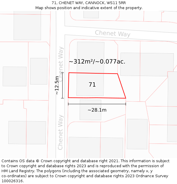 71, CHENET WAY, CANNOCK, WS11 5RR: Plot and title map