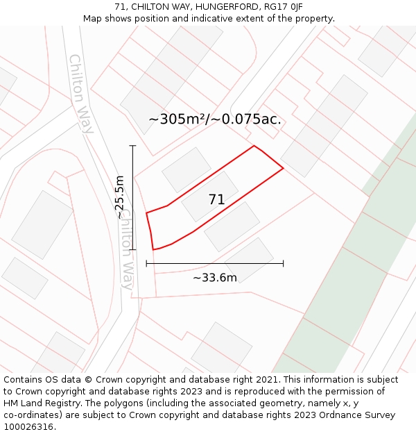71, CHILTON WAY, HUNGERFORD, RG17 0JF: Plot and title map