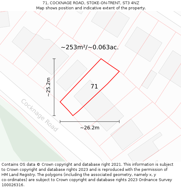 71, COCKNAGE ROAD, STOKE-ON-TRENT, ST3 4NZ: Plot and title map