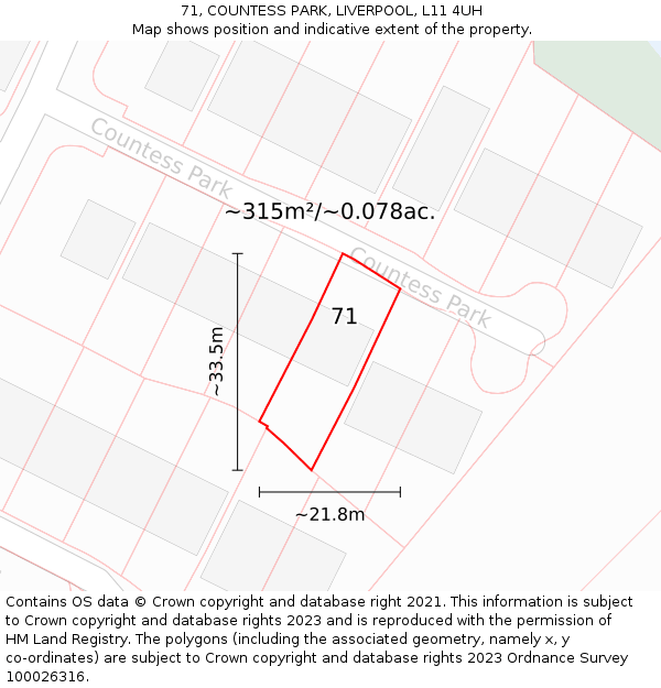71, COUNTESS PARK, LIVERPOOL, L11 4UH: Plot and title map