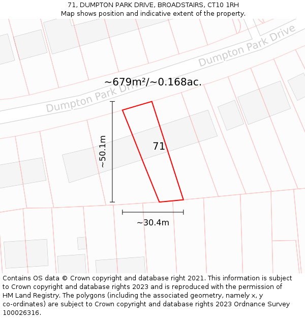 71, DUMPTON PARK DRIVE, BROADSTAIRS, CT10 1RH: Plot and title map