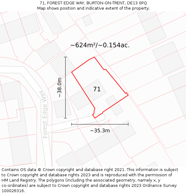 71, FOREST EDGE WAY, BURTON-ON-TRENT, DE13 0PQ: Plot and title map