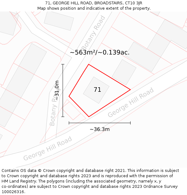 71, GEORGE HILL ROAD, BROADSTAIRS, CT10 3JR: Plot and title map