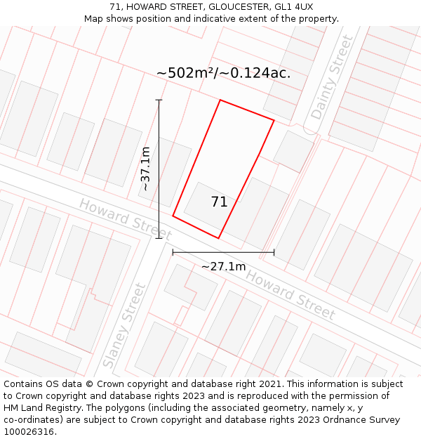 71, HOWARD STREET, GLOUCESTER, GL1 4UX: Plot and title map