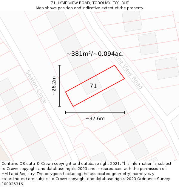 71, LYME VIEW ROAD, TORQUAY, TQ1 3UF: Plot and title map