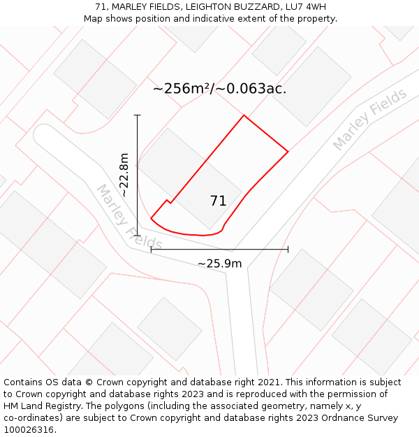 71, MARLEY FIELDS, LEIGHTON BUZZARD, LU7 4WH: Plot and title map