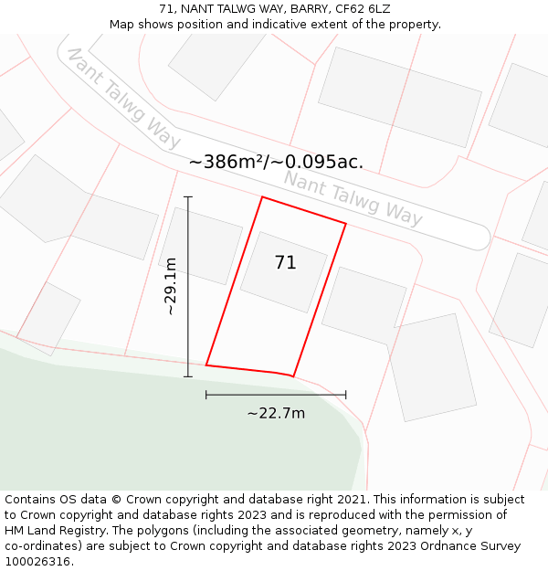 71, NANT TALWG WAY, BARRY, CF62 6LZ: Plot and title map