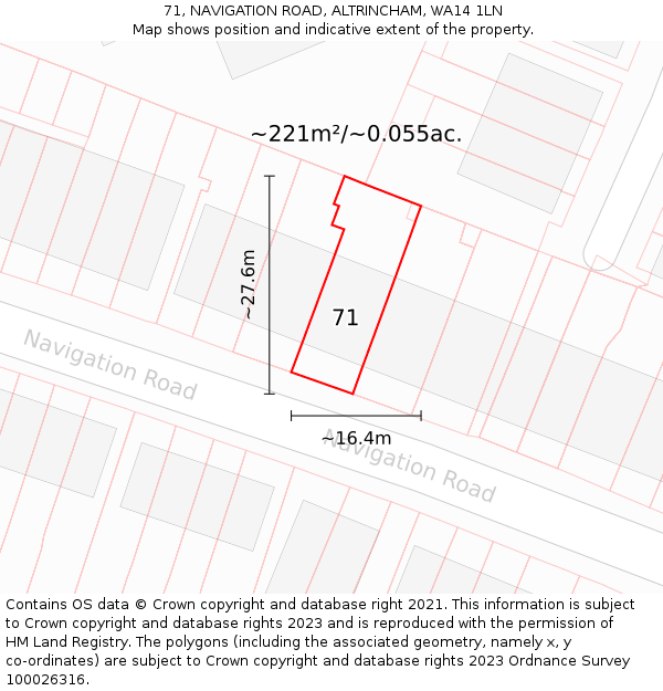 71, NAVIGATION ROAD, ALTRINCHAM, WA14 1LN: Plot and title map