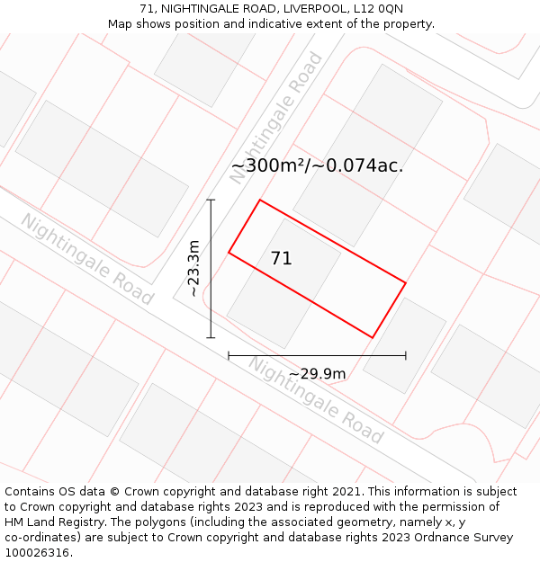 71, NIGHTINGALE ROAD, LIVERPOOL, L12 0QN: Plot and title map