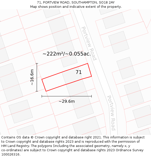 71, PORTVIEW ROAD, SOUTHAMPTON, SO18 2AY: Plot and title map