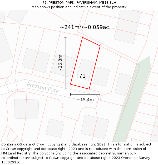 71, PRESTON PARK, FAVERSHAM, ME13 8LH: Plot and title map
