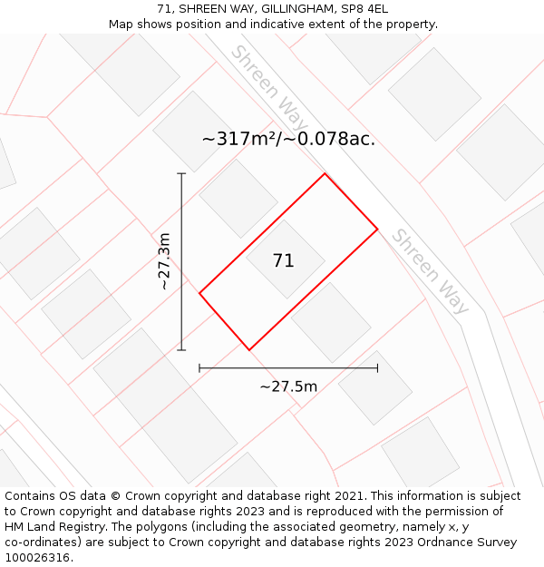 71, SHREEN WAY, GILLINGHAM, SP8 4EL: Plot and title map