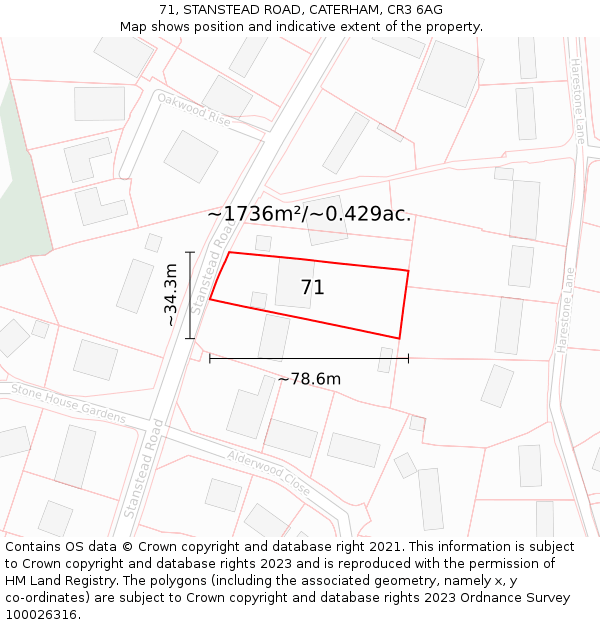 71, STANSTEAD ROAD, CATERHAM, CR3 6AG: Plot and title map