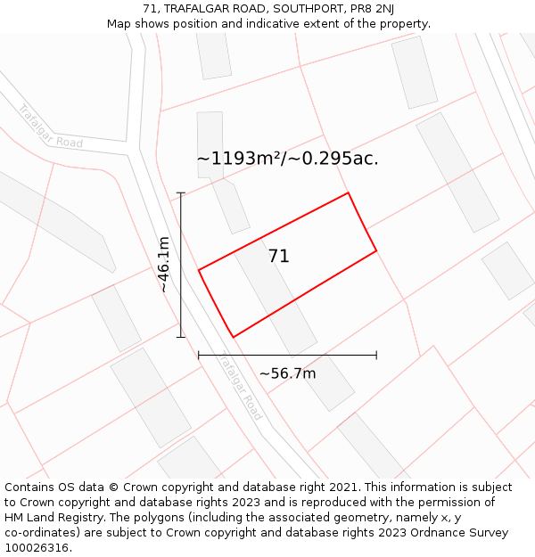 71, TRAFALGAR ROAD, SOUTHPORT, PR8 2NJ: Plot and title map