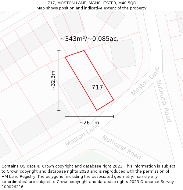 717, MOSTON LANE, MANCHESTER, M40 5QD: Plot and title map