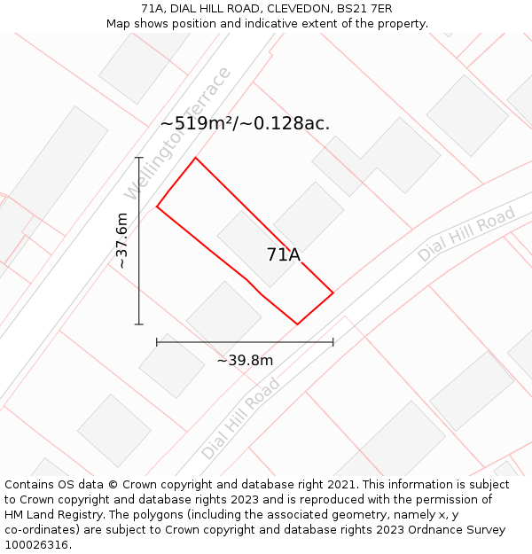 71A, DIAL HILL ROAD, CLEVEDON, BS21 7ER: Plot and title map