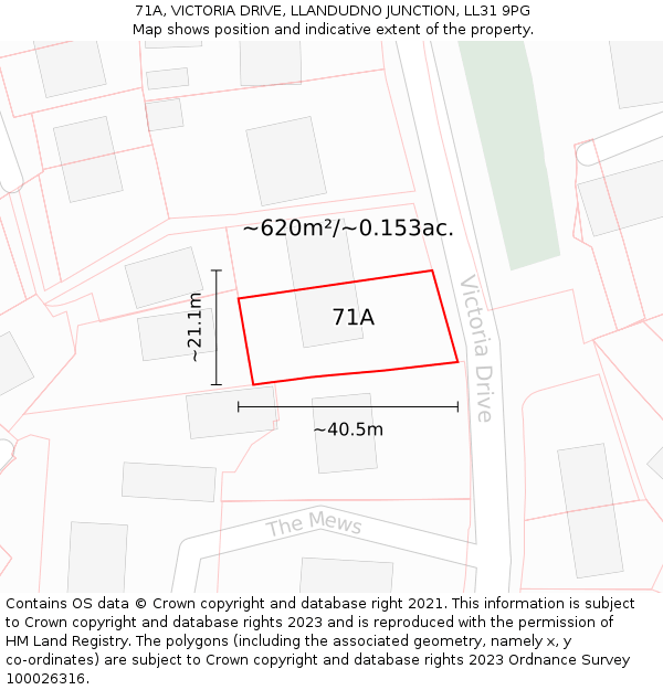 71A, VICTORIA DRIVE, LLANDUDNO JUNCTION, LL31 9PG: Plot and title map