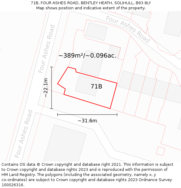 71B, FOUR ASHES ROAD, BENTLEY HEATH, SOLIHULL, B93 8LY: Plot and title map