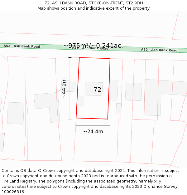 72, ASH BANK ROAD, STOKE-ON-TRENT, ST2 9DU: Plot and title map