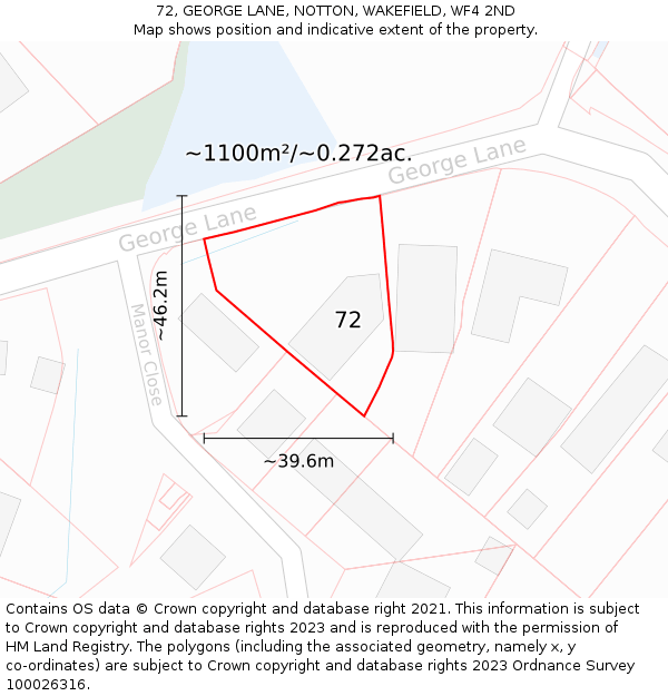 72, GEORGE LANE, NOTTON, WAKEFIELD, WF4 2ND: Plot and title map