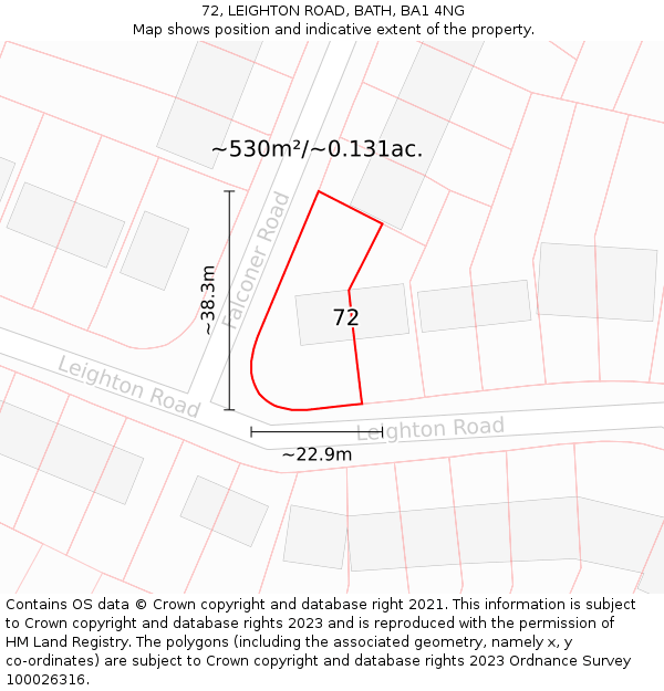 72, LEIGHTON ROAD, BATH, BA1 4NG: Plot and title map