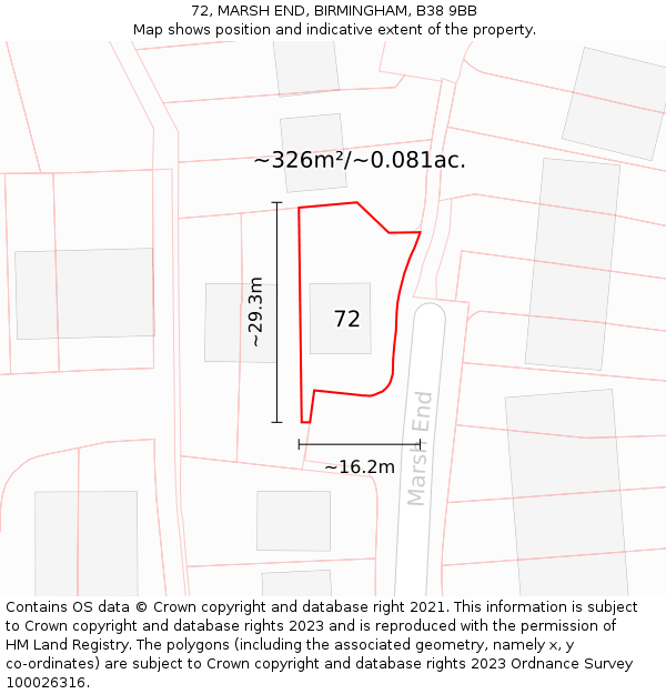 72, MARSH END, BIRMINGHAM, B38 9BB: Plot and title map