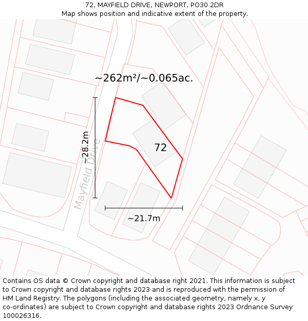 72, MAYFIELD DRIVE, NEWPORT, PO30 2DR: Plot and title map