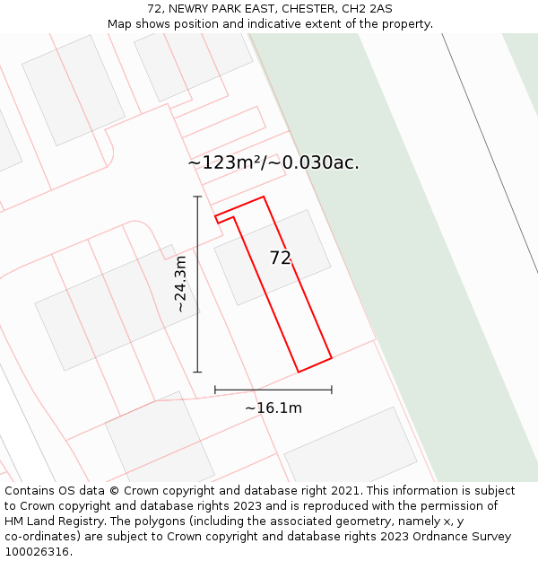 72, NEWRY PARK EAST, CHESTER, CH2 2AS: Plot and title map
