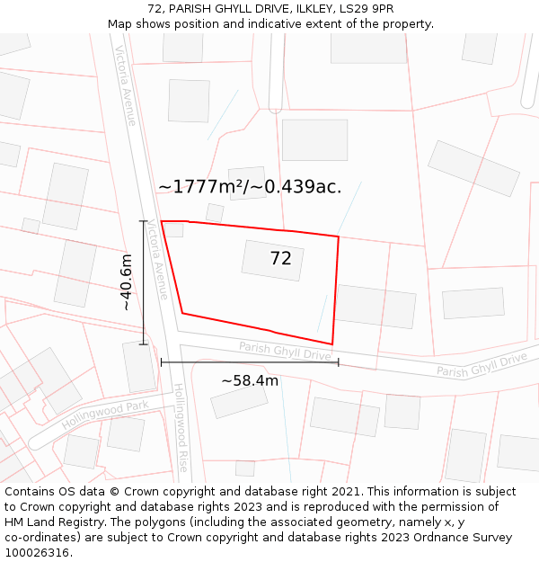 72, PARISH GHYLL DRIVE, ILKLEY, LS29 9PR: Plot and title map