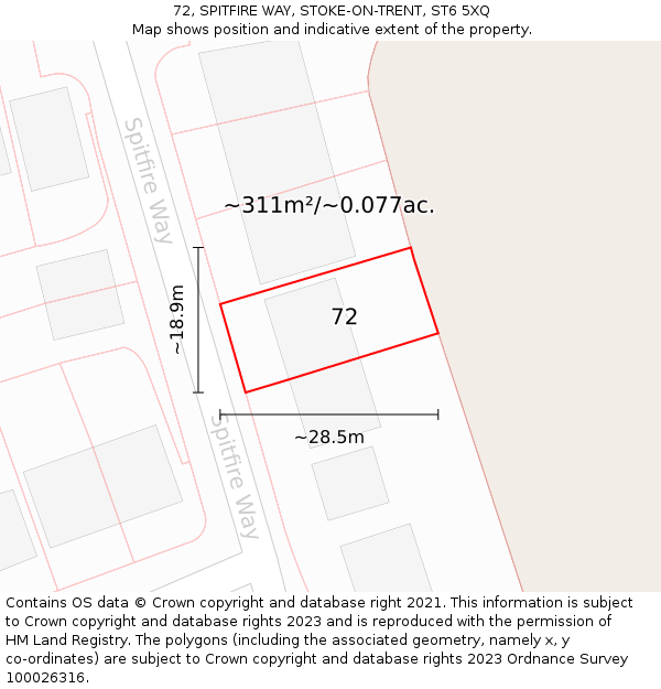 72, SPITFIRE WAY, STOKE-ON-TRENT, ST6 5XQ: Plot and title map