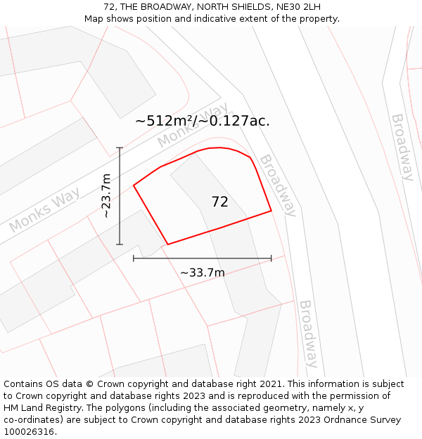 72, THE BROADWAY, NORTH SHIELDS, NE30 2LH: Plot and title map