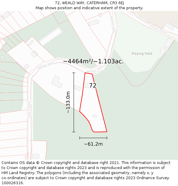 72, WEALD WAY, CATERHAM, CR3 6EJ: Plot and title map