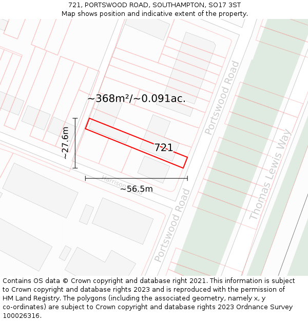 721, PORTSWOOD ROAD, SOUTHAMPTON, SO17 3ST: Plot and title map