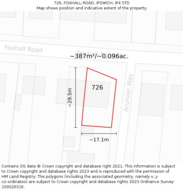 726, FOXHALL ROAD, IPSWICH, IP4 5TD: Plot and title map