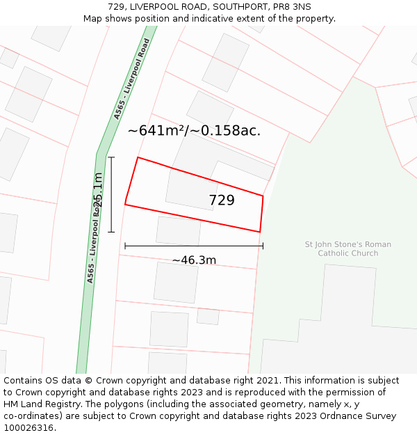 729, LIVERPOOL ROAD, SOUTHPORT, PR8 3NS: Plot and title map