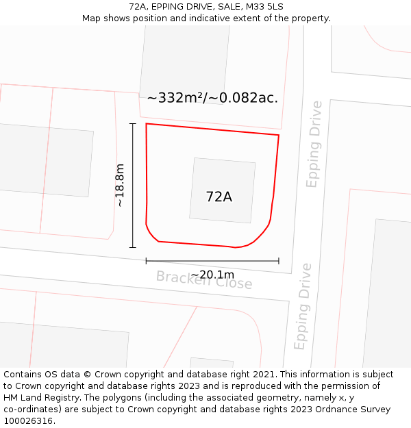 72A, EPPING DRIVE, SALE, M33 5LS: Plot and title map