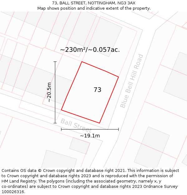 73, BALL STREET, NOTTINGHAM, NG3 3AX: Plot and title map