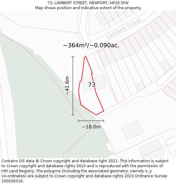 73, LAMBERT STREET, NEWPORT, NP20 5FW: Plot and title map