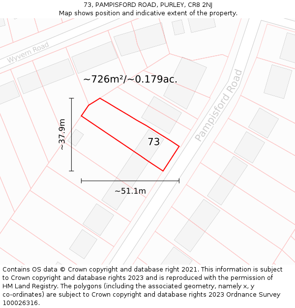 73, PAMPISFORD ROAD, PURLEY, CR8 2NJ: Plot and title map