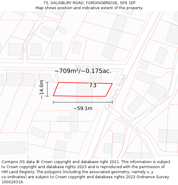 73, SALISBURY ROAD, FORDINGBRIDGE, SP6 1EP: Plot and title map