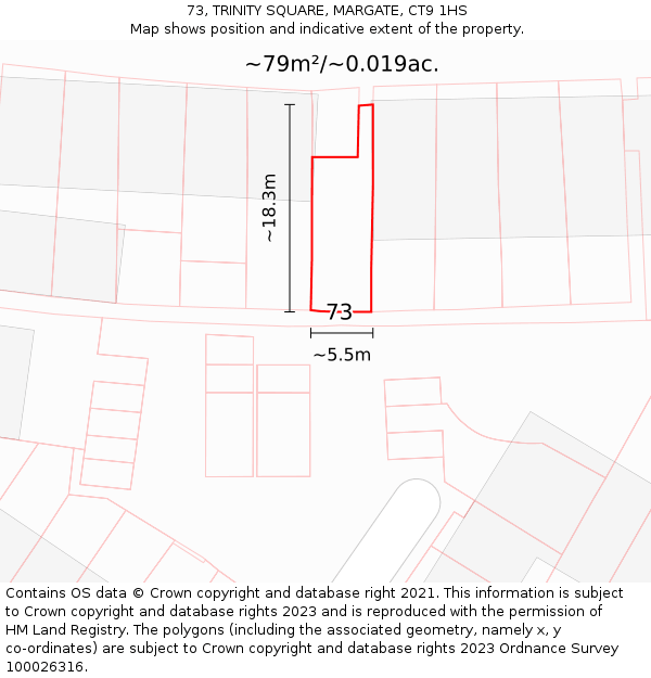 73, TRINITY SQUARE, MARGATE, CT9 1HS: Plot and title map