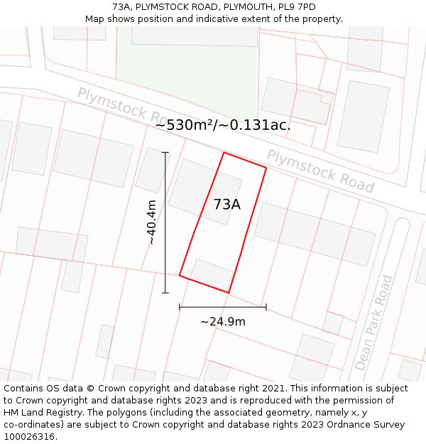 73A, PLYMSTOCK ROAD, PLYMOUTH, PL9 7PD: Plot and title map