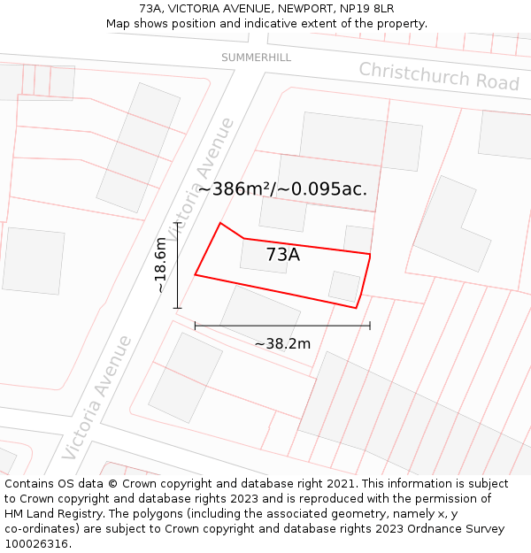 73A, VICTORIA AVENUE, NEWPORT, NP19 8LR: Plot and title map