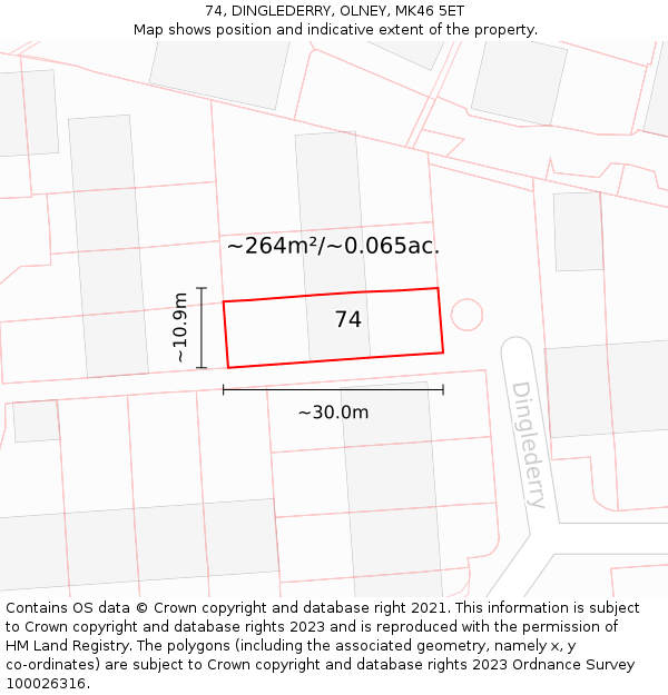 74, DINGLEDERRY, OLNEY, MK46 5ET: Plot and title map