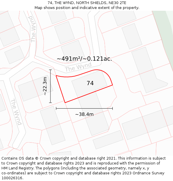 74, THE WYND, NORTH SHIELDS, NE30 2TE: Plot and title map