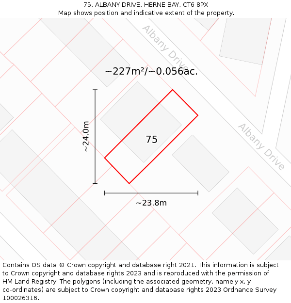 75, ALBANY DRIVE, HERNE BAY, CT6 8PX: Plot and title map