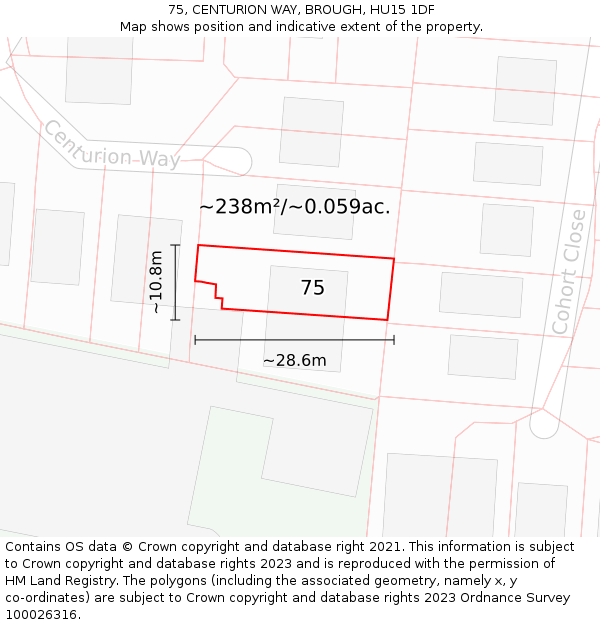 75, CENTURION WAY, BROUGH, HU15 1DF: Plot and title map